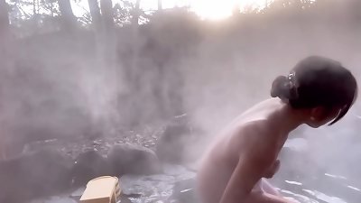 Fruitful nutsack and spray valley of japanese scorching spring girl