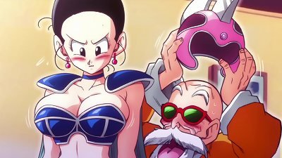 Kame Paradise two - Chi Chi gives Roshi a handjob