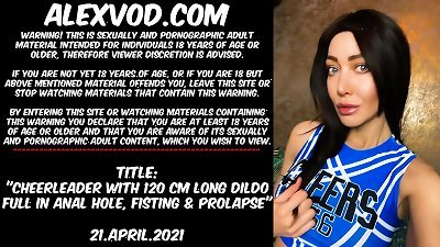 Cheerleader with 120cm long dildo total in anal invasion hole, fisting & ass inside-out