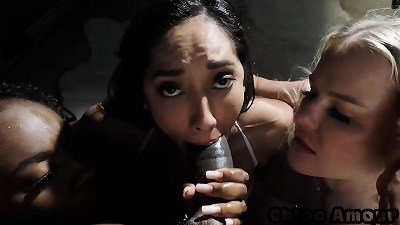 After party four way with Vic Marie, Amari Anne, and Chloe Amour nail Troy's bbc