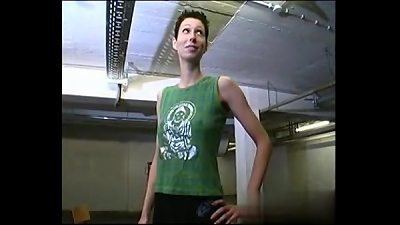 Short-hair petit tomboy with super-cute breasts gets screwed on break
