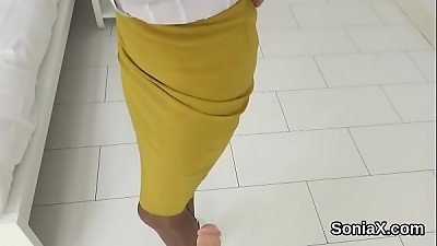 Unfaithful english old female sonia flashes off her thick melons